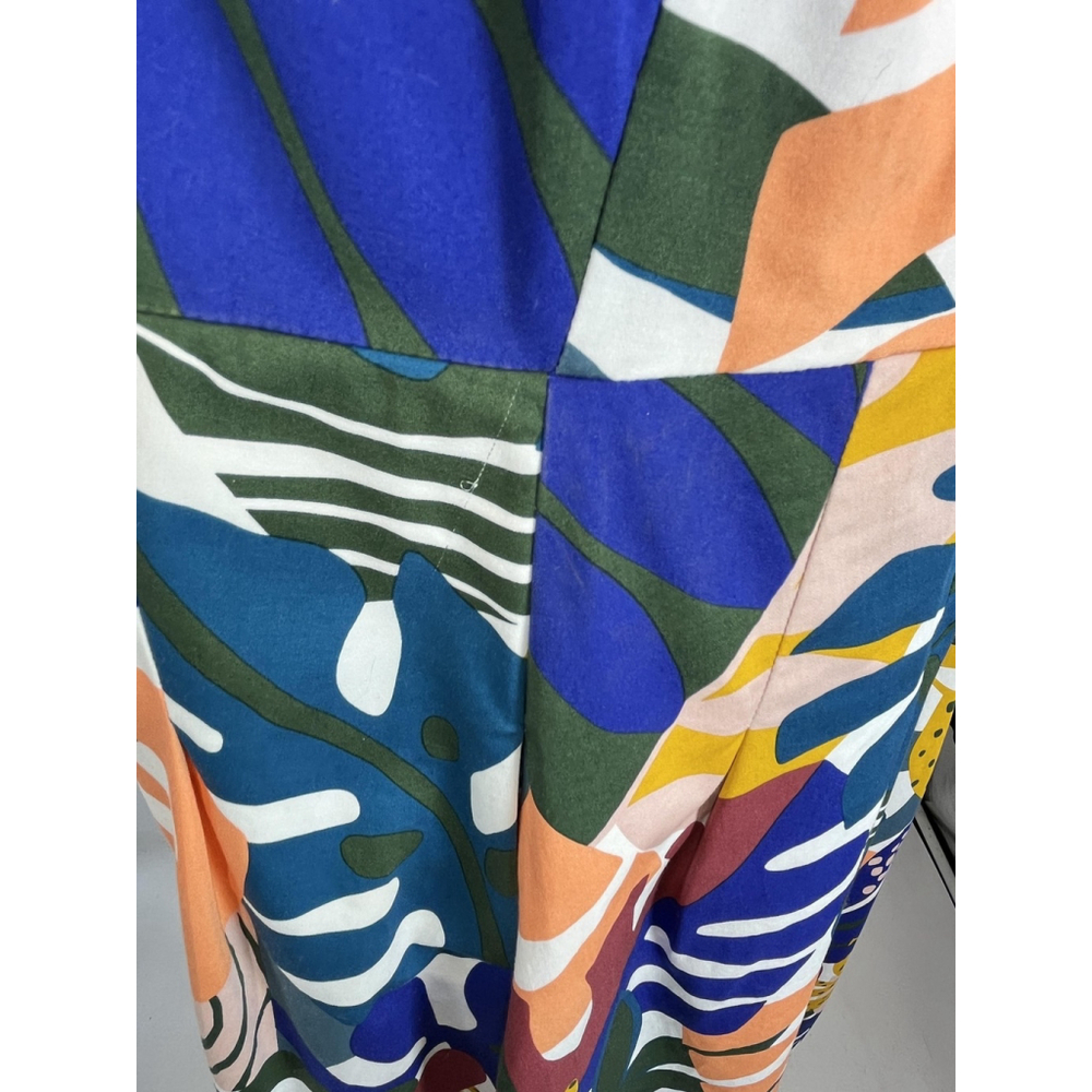 Boden Dress Womens 12 Multicolor Tropical Leaf Print Sleeveless Fit Flare Resort - Picture 8 of 16
